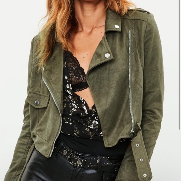 Missguided army green suede jacket (2) - Picture 1 of 5